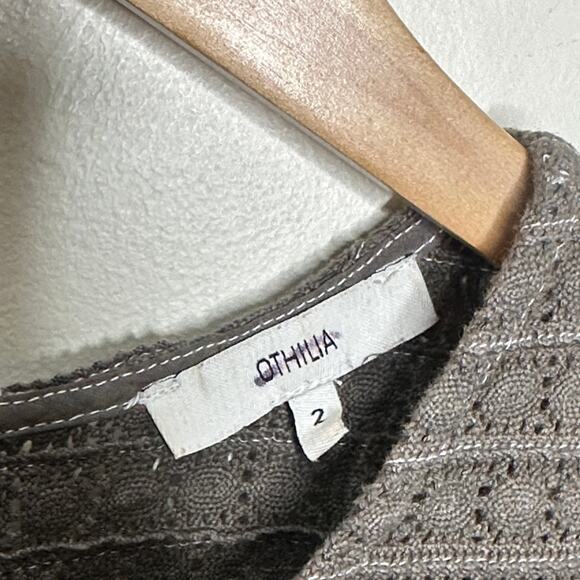 ANTHROPOLOGIE x OTHILIA Puff Sleeve Cottagecore Dress Gray Sz 2 {B25} - Picture 4 of 5